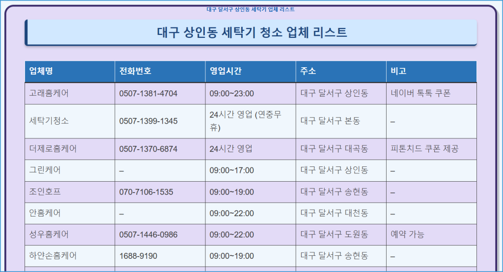 구 달서구 세탁기 청소 업체